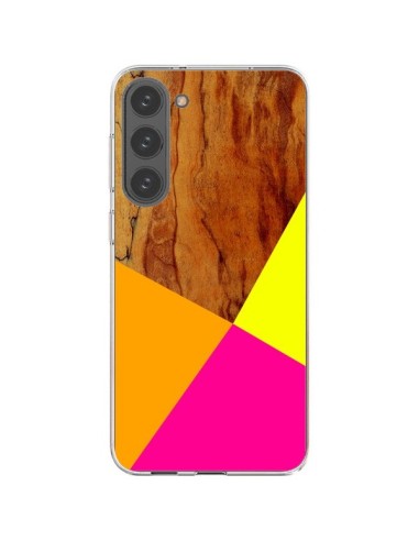 Coque Samsung Galaxy S23 Plus 5G Wooden Colour Block Bois Azteque Aztec Tribal - Jenny Mhairi