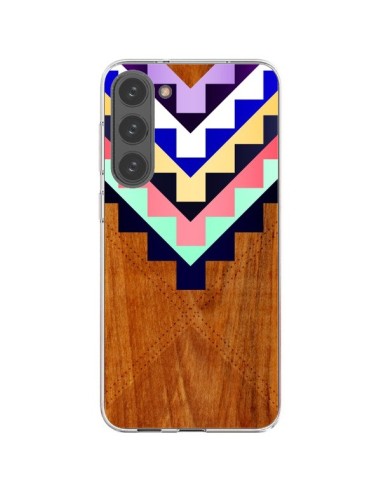 Coque Samsung Galaxy S23 Plus 5G Wooden Tribal Bois Azteque Aztec Tribal - Jenny Mhairi