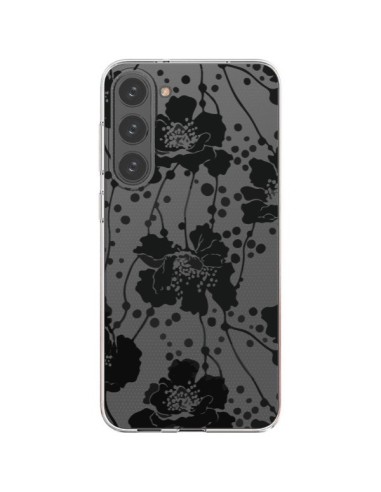 Coque Samsung Galaxy S23 Plus 5G Fleurs Noirs Flower Transparente - Dricia Do