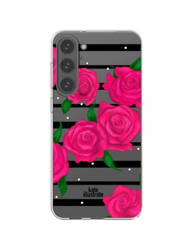 Coque Samsung Galaxy S23 Plus 5G Roses Rose Fleurs Flowers Transparente - kateillustrate