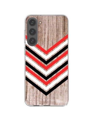 Coque Samsung Galaxy S23 Plus 5G Tribal Aztèque Bois Wood Flèche Rouge Blanc Noir - Laetitia