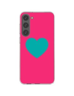 Samsung Galaxy S23 Plus 5G Case Heart Blue Sfondo Pink -...