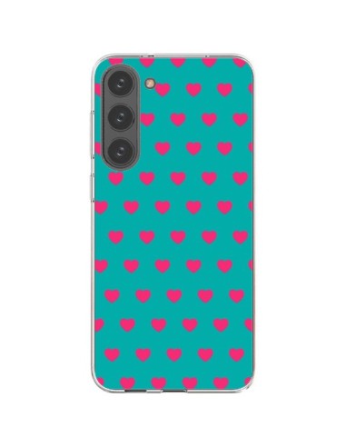 Cover Samsung Galaxy S23 Plus 5G Cuore Rosa Sfondo Blu - Laetitia