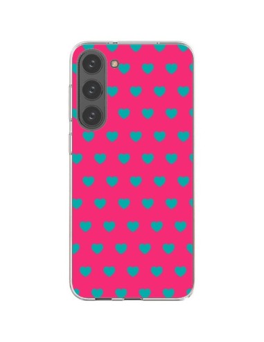 Samsung Galaxy S23 Plus 5G Case Heart Blue sfondo Pink - Laetitia