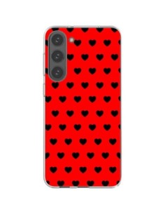 Coque Samsung Galaxy S23 Plus 5G Coeurs Noirs Fond Rouge...