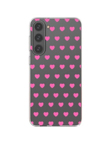 Coque Samsung Galaxy S23 Plus 5G Coeur Heart Love Amour Rose Transparente - Laetitia