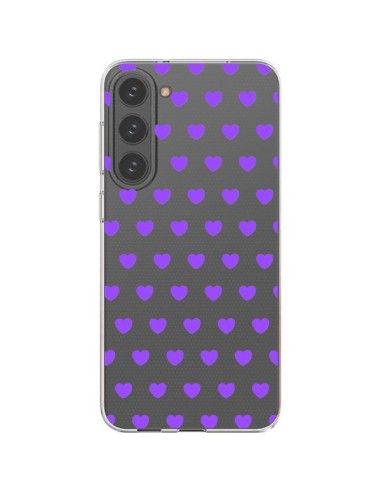 Coque Samsung Galaxy S23 Plus 5G Coeur Heart Love Amour Violet Transparente - Laetitia