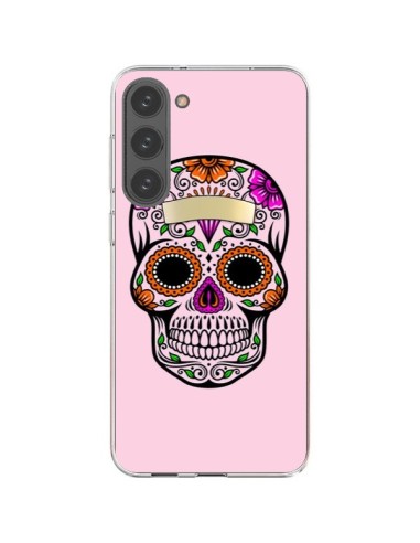 Coque Samsung Galaxy S23 Plus 5G Tête de Mort Mexicaine Rose Multicolore - Laetitia