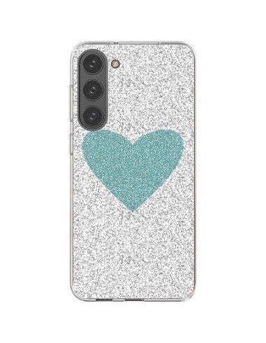 Samsung Galaxy S23 Plus 5G Case Heart Blue Green Argento Love - Mary Nesrala