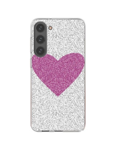 Coque Samsung Galaxy S23 Plus 5G Coeur Rose Argent Love - Mary Nesrala