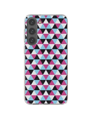 Samsung Galaxy S23 Plus 5G Case Triangle Aztec Pink Blue Grey - Mary Nesrala