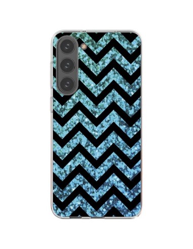 Coque Samsung Galaxy S23 Plus 5G Chevron Aqua Sparkle Triangle Azteque - Mary Nesrala