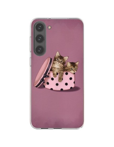 Coque Samsung Galaxy S23 Plus 5G Chaton Chat Kitten Boite Pois - Maryline Cazenave