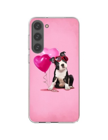 Coque Samsung Galaxy S23 Plus 5G Chien Dog Ballon Lunettes Coeur Rose - Maryline Cazenave