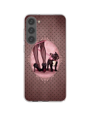 Samsung Galaxy S23 Plus 5G Case Lady Jambes Dog Dog Pink Polka Black - Maryline Cazenave