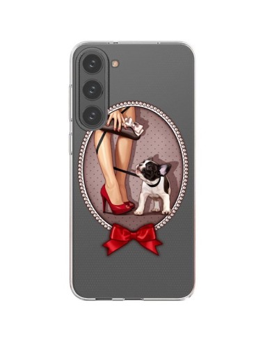 Cover Samsung Galaxy S23 Plus 5G Lady Jambes Cane Bulldog Dog Pois Papillon Trasparente - Maryline Cazenave