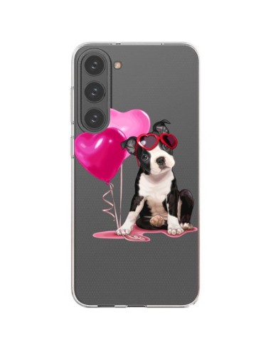 Coque Samsung Galaxy S23 Plus 5G Chien Dog Ballon Lunettes Coeur Rose Transparente - Maryline Cazenave