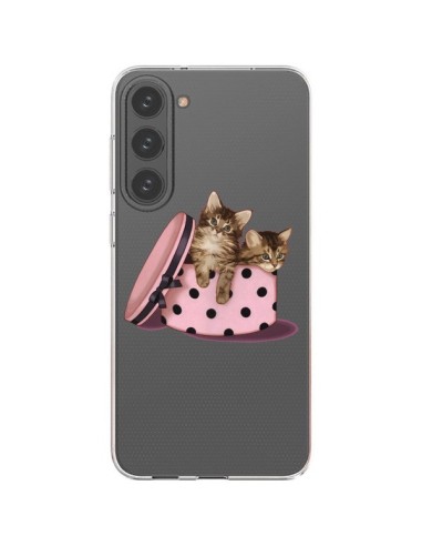 Coque Samsung Galaxy S23 Plus 5G Chaton Chat Kitten Boite Pois Transparente - Maryline Cazenave