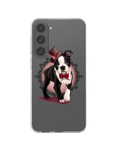 Coque Samsung Galaxy S23 Plus 5G Chien Bulldog Dog Gentleman Noeud Papillon Chapeau Transparente - Maryline Cazenave