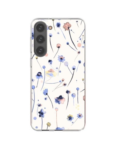 Coque Samsung Galaxy S23 Plus 5G Blue Soft Flowers - Ninola Design