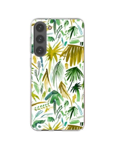 Coque Samsung Galaxy S23 Plus 5G Brushstrokes Tropical Palms Green - Ninola Design