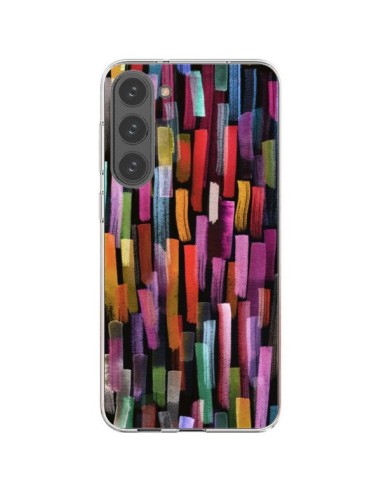 Coque Samsung Galaxy S23 Plus 5G Colorful Brushstrokes Black - Ninola Design