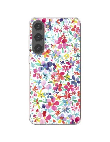 Coque Samsung Galaxy S23 Plus 5G Colorful Flowers Petals Blue - Ninola Design