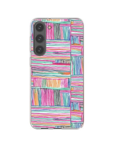 Coque Samsung Galaxy S23 Plus 5G Watercolor Linear Meditation Pink - Ninola Design