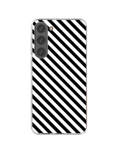 Coque Samsung Galaxy S23 Plus 5G Bonbon Candy Noire et Blanche Rayée - Nico