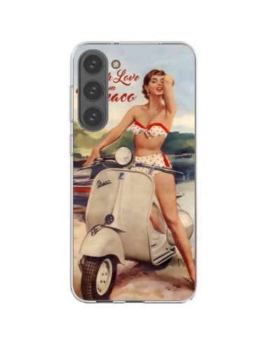 Coque Samsung Galaxy S23 Plus 5G Pin Up With Love From Monaco Vespa Vintage - Nico