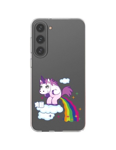 Coque Samsung Galaxy S23 Plus 5G Licorne Caca Arc en Ciel Transparente - Nico