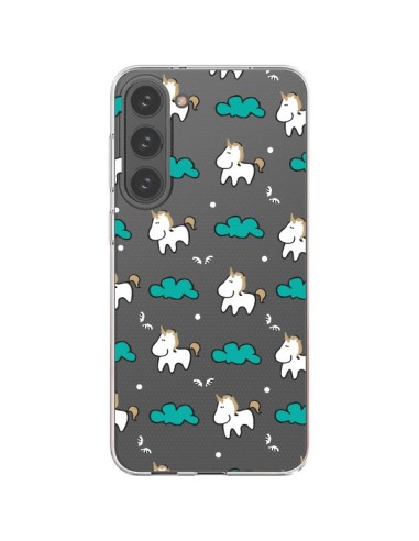 Coque Samsung Galaxy S23 Plus 5G Licorne et Nuages Transparente - Nico