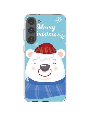 Coque Samsung Galaxy S23 Plus 5G Ours Blanc de Noël Merry Christmas - Nico
