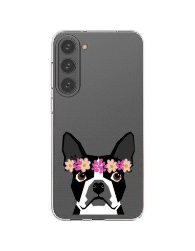 Cover Samsung Galaxy S23 Plus 5G Boston Terrier Fiori Cane Trasparente - Pet Friendly