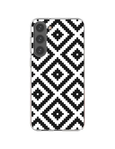 Coque Samsung Galaxy S23 Plus 5G Diamond Chevron Black and White - Pura Vida