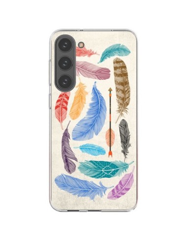 Coque Samsung Galaxy S23 Plus 5G Feather Plumes Multicolores - Rachel Caldwell