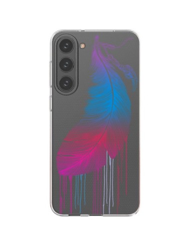 Coque Samsung Galaxy S23 Plus 5G Plume Feather Arc en Ciel Transparente - Rachel Caldwell