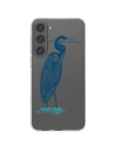 Coque Samsung Galaxy S23 Plus 5G Heron Blue Oiseau Transparente - Rachel Caldwell
