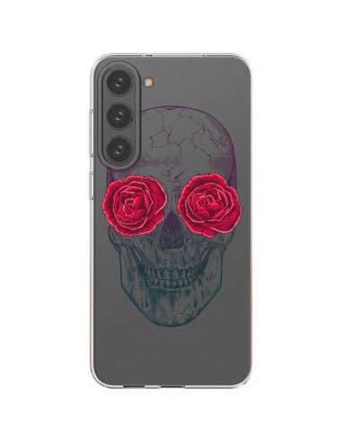Samsung Galaxy S23 Plus 5G Case Skull Pink Flowers Clear - Rachel Caldwell