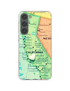 Coque Samsung Galaxy S23 Plus 5G Carte Map Californie - R...