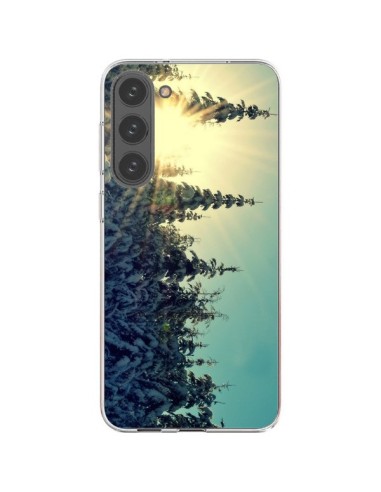 Coque Samsung Galaxy S23 Plus 5G Hiver Paysage Neige Montagnes Sapins Ski - R Delean