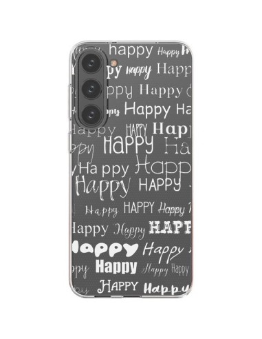 Coque Samsung Galaxy S23 Plus 5G Happy Happy Blanc Transparente - R Delean