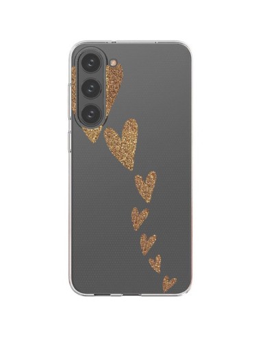 Coque Samsung Galaxy S23 Plus 5G Coeur Falling Gold Hearts Transparente - Sylvia Cook