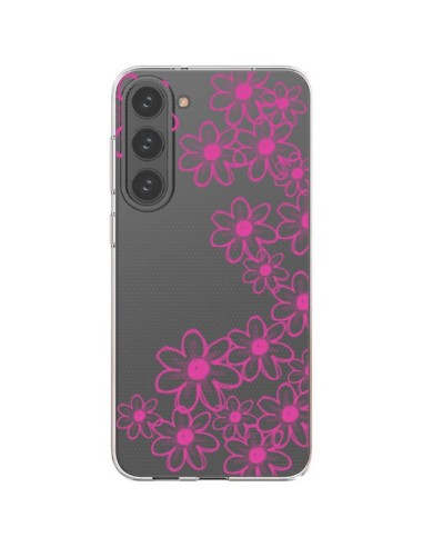 Coque Samsung Galaxy S23 Plus 5G Pink Flowers Fleurs Roses Transparente - Sylvia Cook