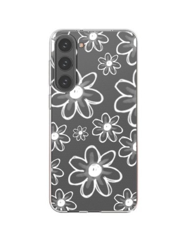 Coque Samsung Galaxy S23 Plus 5G Mandala Blanc White Flower Transparente - Sylvia Cook