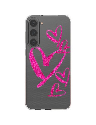 Coque Samsung Galaxy S23 Plus 5G Pink Heart Coeur Rose Transparente - Sylvia Cook