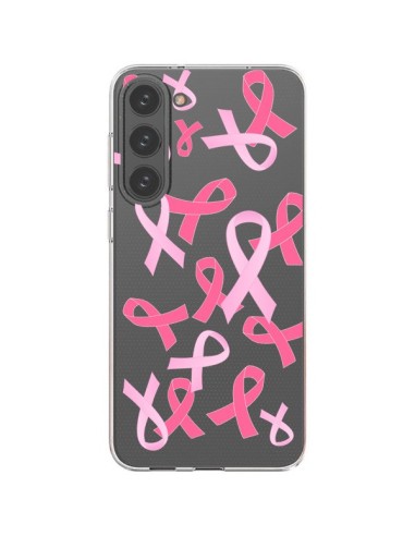 Coque Samsung Galaxy S23 Plus 5G Pink Ribbons Ruban Rose Transparente - Sylvia Cook