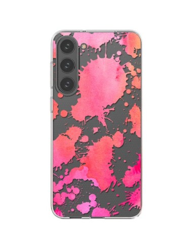 Coque Samsung Galaxy S23 Plus 5G Watercolor Splash Taches Rose Orange Transparente - Sylvia Cook
