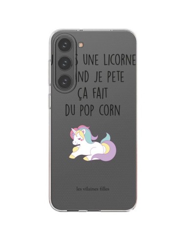 Coque Samsung Galaxy S23 Plus 5G Je suis une licorne, quand je pète ça fait du pop corn - Les Vilaines Filles