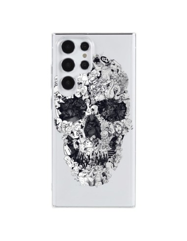 Coque Samsung Galaxy S23 Ultra 5G Doodle Skull Dessin Tête de Mort Transparente - Ali Gulec